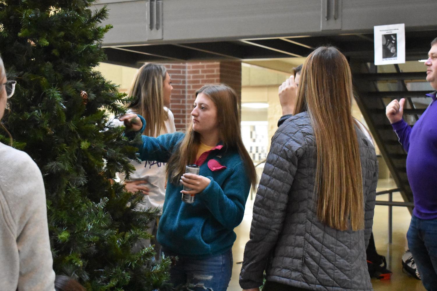 Student Council Decorates The School Christmas Tree