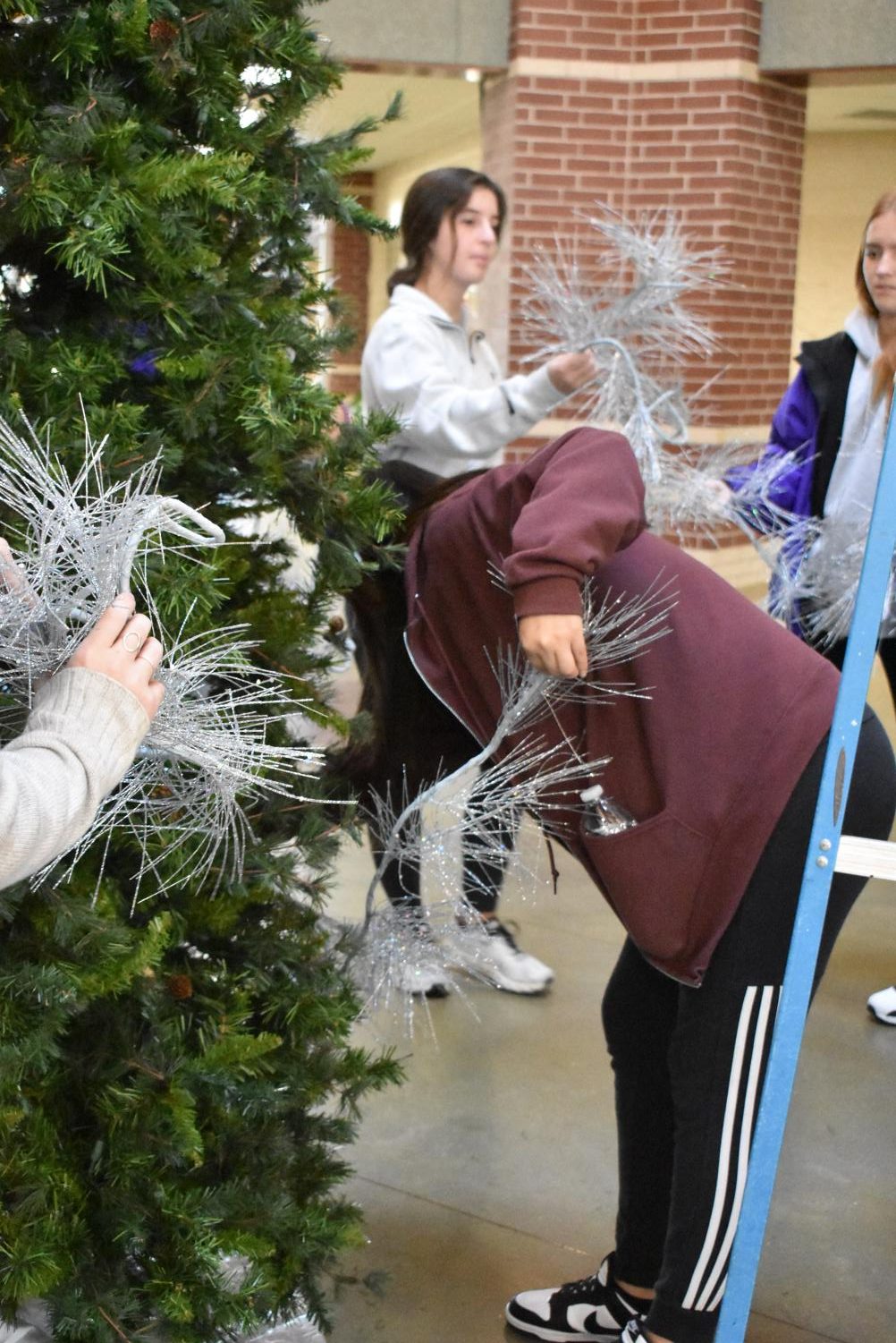 Student Council Decorates The School Christmas Tree