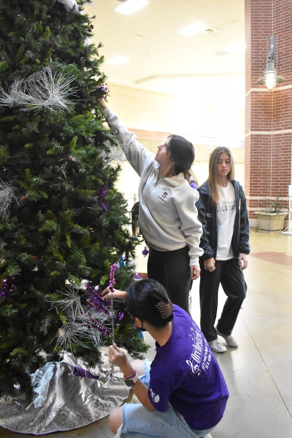 Student Council Decorates The School Christmas Tree
