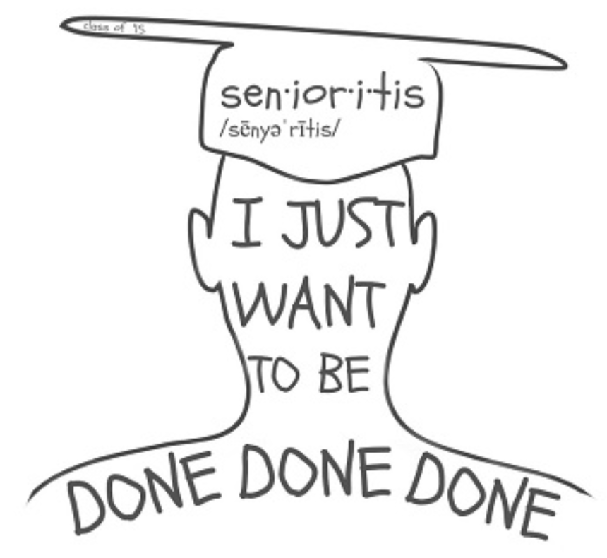 Depiction of student with senioritis         
